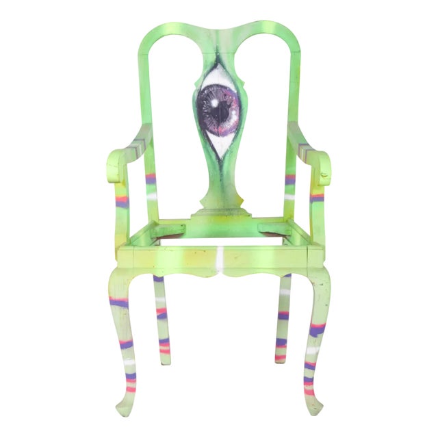 Portuguese Painted Armchair by Francisco Camilo, 1950s For Sale