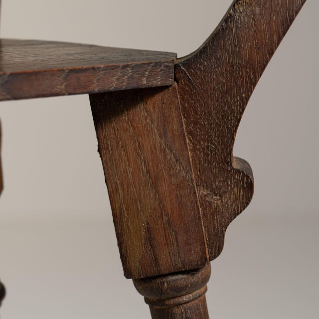 1910s French Chestnut Brown Art Nouveau Pedestal Table with Ceramic Tile Top For Sale - Image 13 of 15