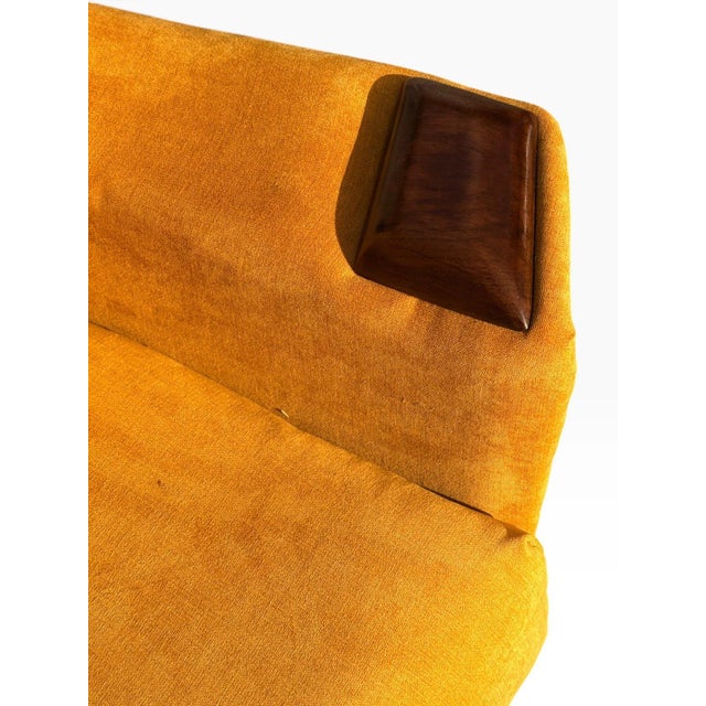 Adrian Pearsall High-Back Lounge Chair | Sculpted Walnut Base & Arm Caps | New Golden Yellow Upholstery | C. 1960s For Sale - Image 12 of 15