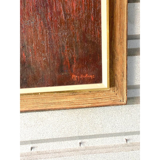 Abstract Midcentury Abstract Original Oil Painting Signed May Heiloms For Sale - Image 3 of 7