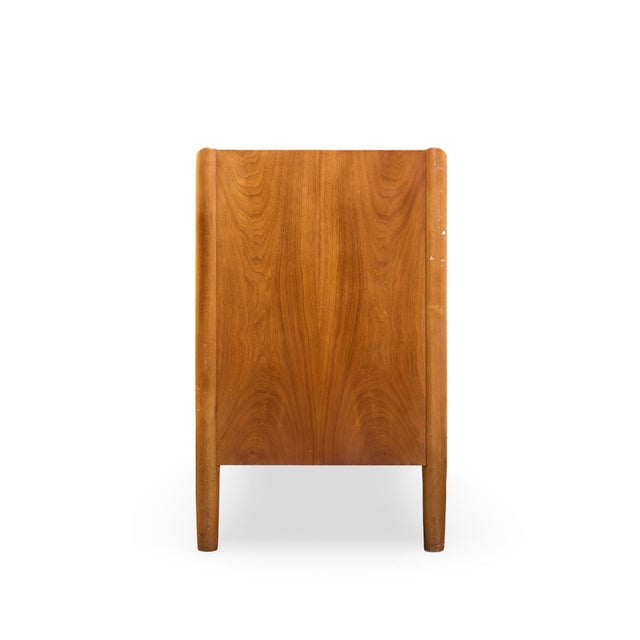 Drexel Parallel Barney Flagg for Drexel Parallel Mid Century Walnut and Cane Credenza and Hutch For Sale - Image 4 of 15