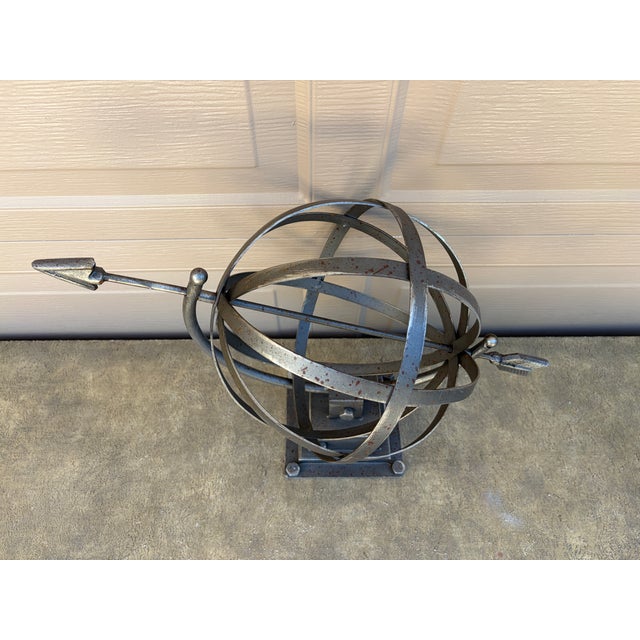 Brutalist Style Iron Garden Armillary Sundial, Usa, 20th Century For Sale - Image 9 of 12