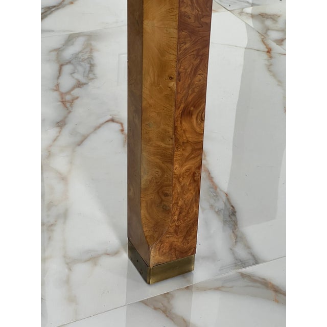 Brown Mastercraft Mid-Century Hollywood Regency Burl Wood & Brass Dining Table For Sale - Image 8 of 11