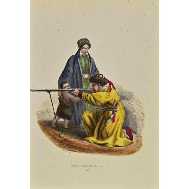Tartar Family Katschcntzes is a lithograph made by Auguste Wahlen in 1844. Hand colored. Good condition. At the center of...