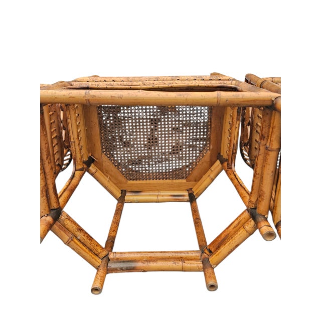 Vintage Burnt Bamboo Brighton Table Set For Sale - Image 9 of 12