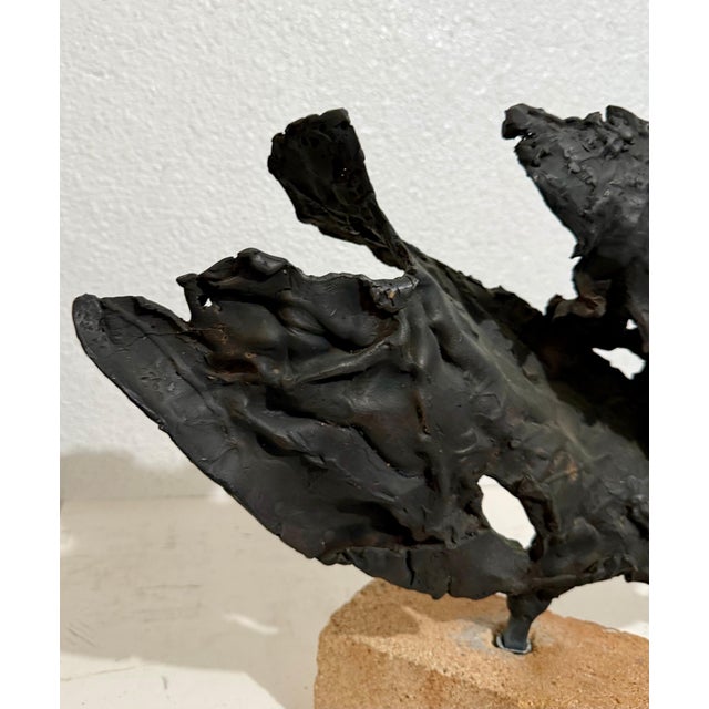 Zvi Aldouby, Brutalist Israeli Bronze Abstract Sculpture Wave Form Zvi Aldouby, c.1950's -1960's For Sale In Miami - Image 6 of 18