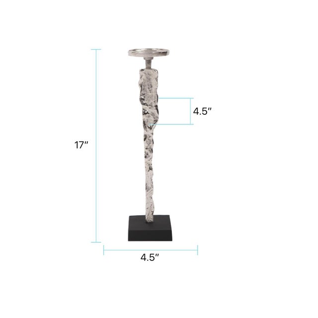 Silver Abstract Figure Candle Holder Tall For Sale - Image 8 of 10