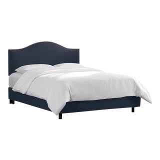 Riley Bed in Navy Classic Linen, Queen For Sale