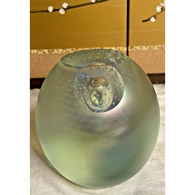 2000 - 2009 Robert Eicholt Signed 2002 Art Glass Paperweight Suspended Swirls and Bubbles For Sale - Image 5 of 5