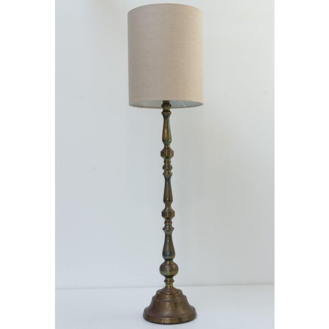 Tall Danish Brass Table Lamp, 1910s For Sale - Image 6 of 18