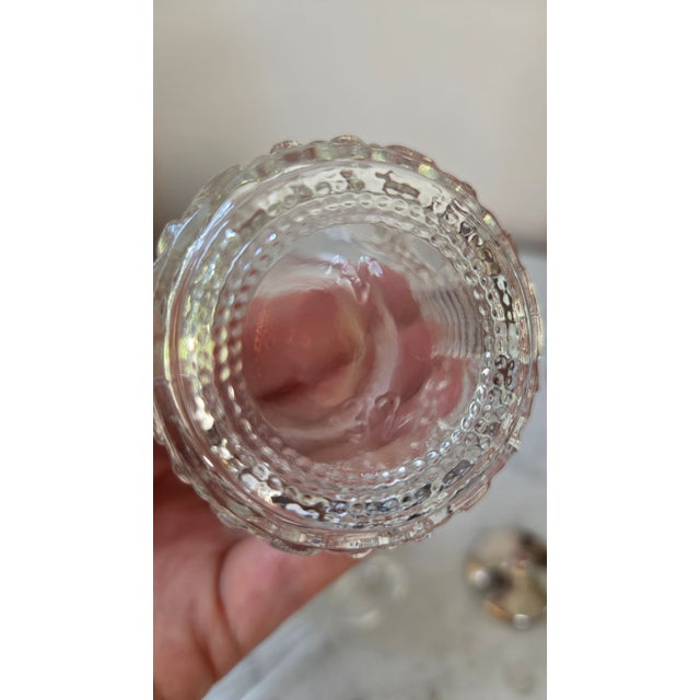 Vintage Patterned Glass and Silver-Plated Condiment Set With Lucite Spoon For Sale - Image 11 of 17
