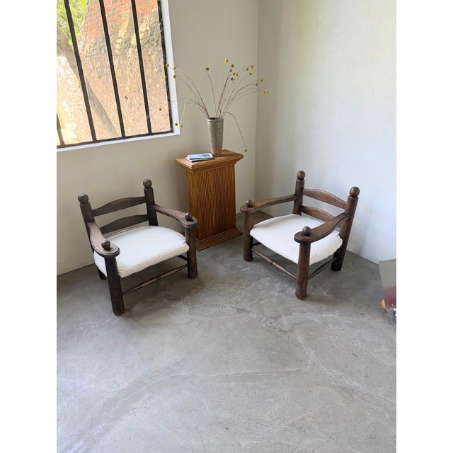 Lounge Chairs in Oak by Dudouyt, 1950s, Set of 2 For Sale - Image 14 of 18