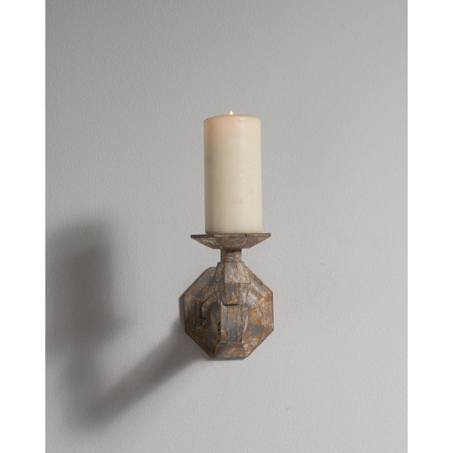 19th Century France Antique White Wood Candlestick For Sale In Greensboro - Image 6 of 15