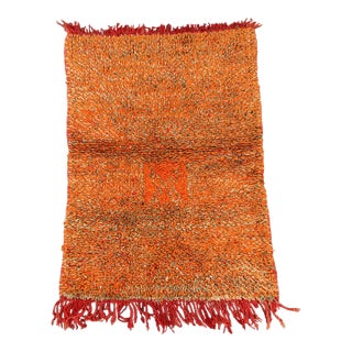 1990s Small Moroccan Orange Rug - 2'8" X 3'7" Ft For Sale