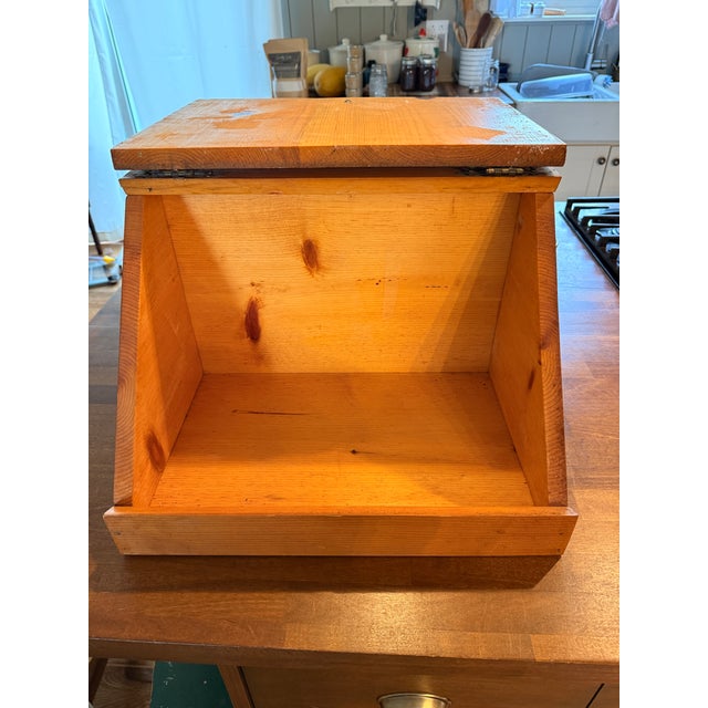 American Vintage Mid-Century Large Wooden Bread Box For Sale - Image 3 of 4