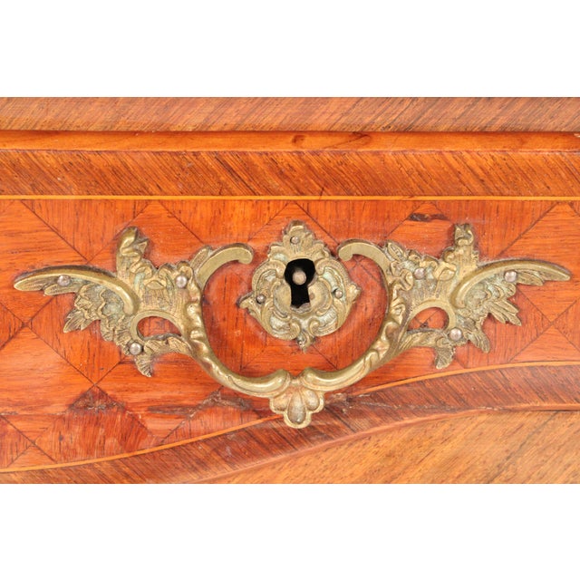 Antique Louis XV Style Bronze Mounted Leather Top Desk For Sale - Image 9 of 14