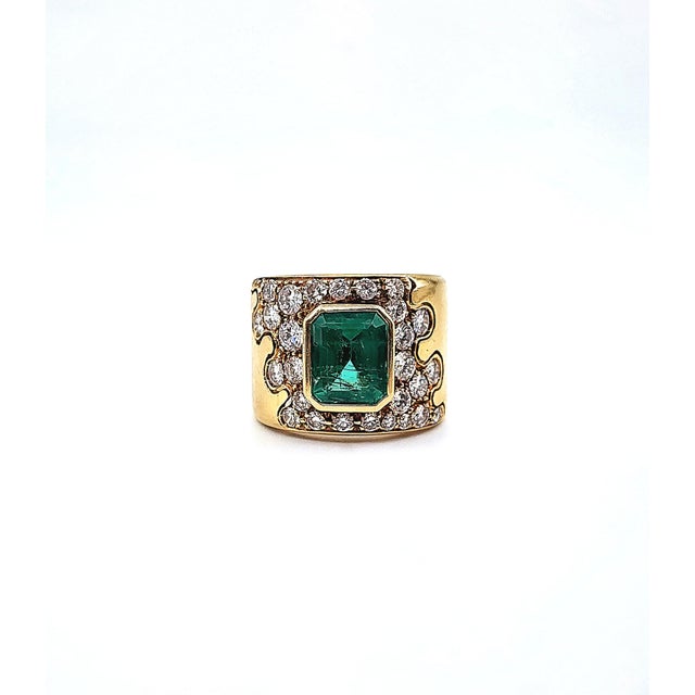 Green 6.15 Ct Natural Emerald & Diamond Ring Size 6.5 For Sale - Image 8 of 8