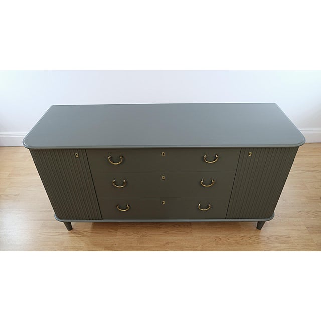 Wood Swedish Modern Sideboard Northern Mystic Green, Sweden, 1930s For Sale - Image 7 of 8