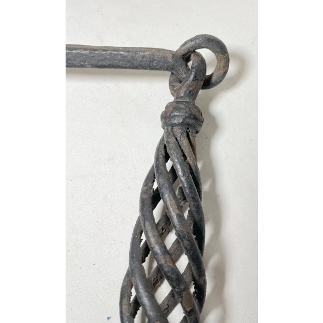 Large Antique 18th Century Hand Wrought Iron Firelace Flue Hook Latch Handle For Sale - Image 12 of 12