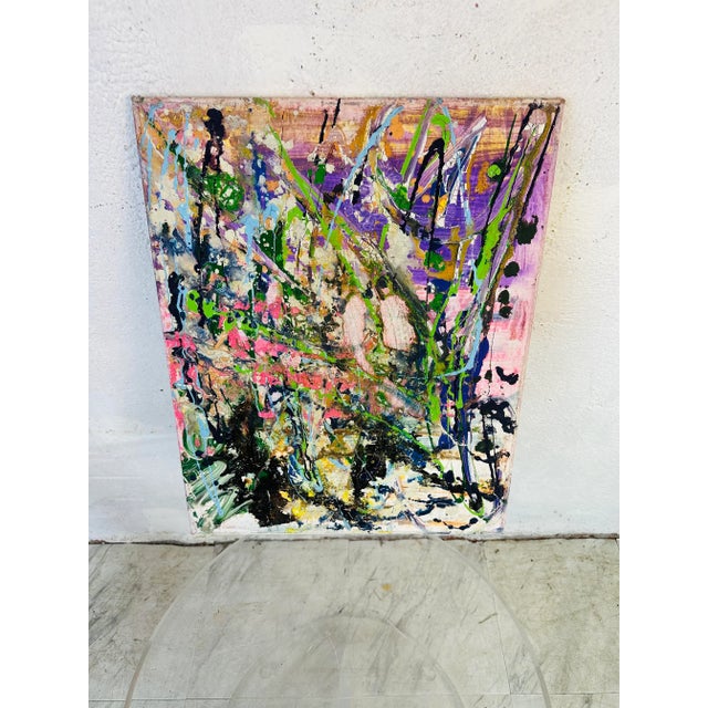 Vintage Abstract Painting on Canvas For Sale - Image 9 of 10