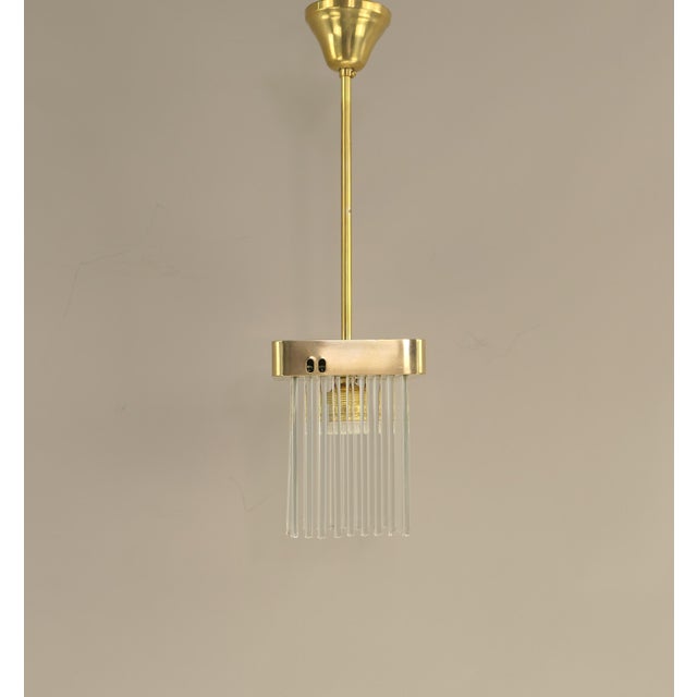 Mid-Century Modern Brass Hanging Lamp with Glass Rods, Italy, 1960s For Sale - Image 3 of 12
