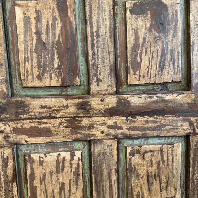 Antique Indian Haveli Teak Wood Shutter | Distressed Wall Art Panel | Rustic Farmhouse Decor | Reclaimed Wooden Window Frame Wall Hanging For Sale In Houston - Image 6 of 6