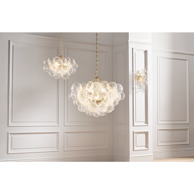 Visual Comfort Julie Neill for Visual Comfort Signature Talia Large Sconce in Burnished Silver Leaf with Clear Swirled Glass For Sale - Image 4 of 8