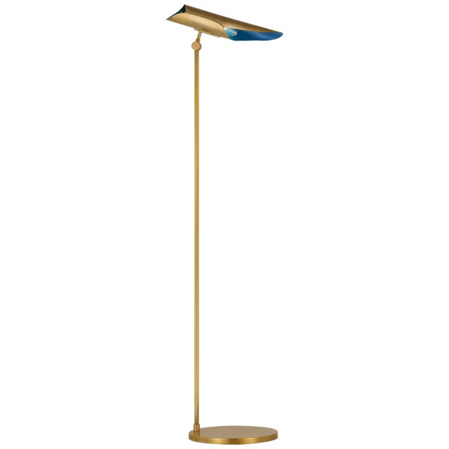 Flore Floor Lamp in Soft Brass and Riviera Blue Designer: Champalimaud Height: 48.5" - 49.25" Extension: 12.25" - 13.5"...
