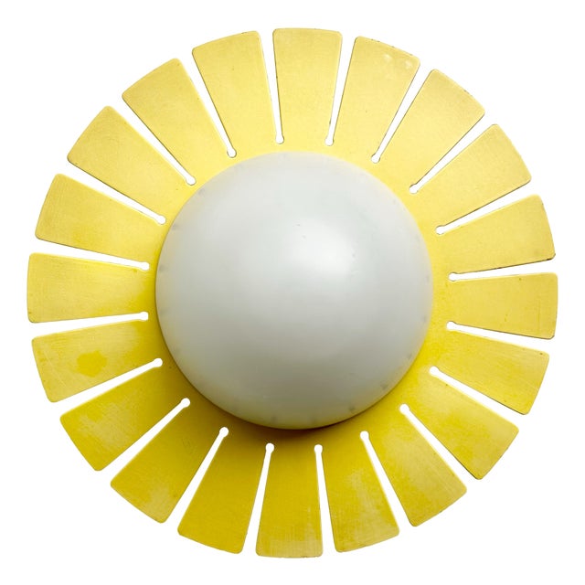 Mid-Century Modern Sunburst Opal Ceiling Lamp, Italy, 1950s For Sale