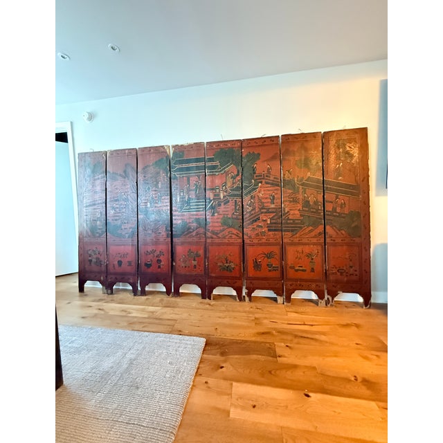 8 Panel Antique Wooden Chinese Screen For Sale In Washington DC - Image 6 of 18
