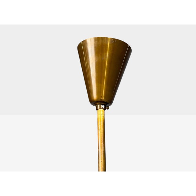 Danish Modern, Pendant Light, Brass, Opal Glass, Denmark, 1970s For Sale - Image 10 of 11
