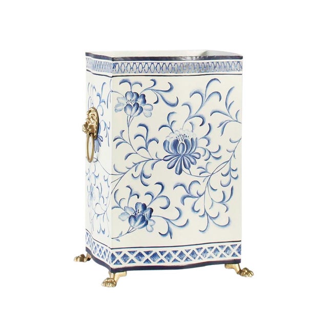 Contemporary Chelsea House Inc Blue & White Wastebasket For Sale - Image 3 of 3