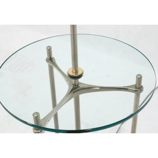 Crome Tripod Base Glass Side Table Floor Lamp For Sale - Image 6 of 10