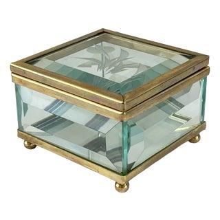 Vintage Italian Art Deco Beveled Glass Box, 1930 For Sale