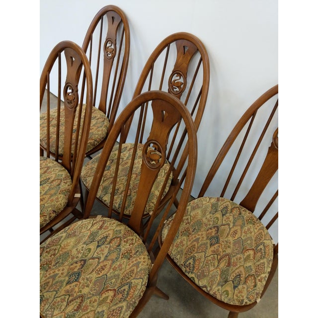 Set of 6 Vintage Mid Century Modern Dining Chairs by Ercol For Sale - Image 9 of 11