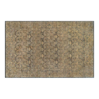 Antique Persian Kirman Floral Beige Handmade Wool Rug For Sale
