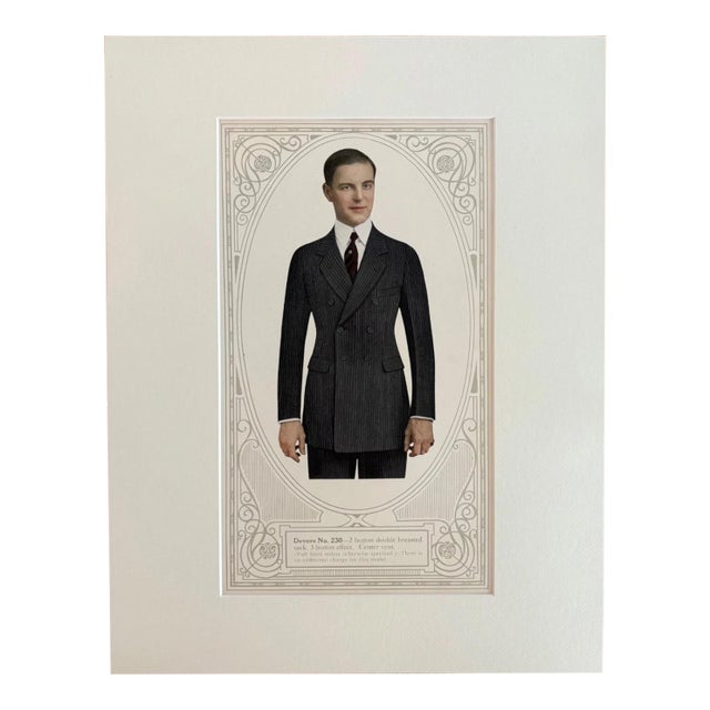 Antique Men's Print from "Collegian Custom Clothes" Catalog 1921, in 14x18 Mat, 5 For Sale