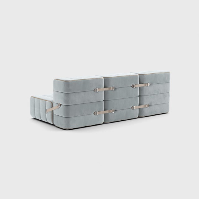 Contemporary Curt Modular Set - Flexible 3-Seater - Barcelona - River - V3347/33 (Light Blue) by Ambivalenz, Set of 6 For Sale - Image 3 of 5