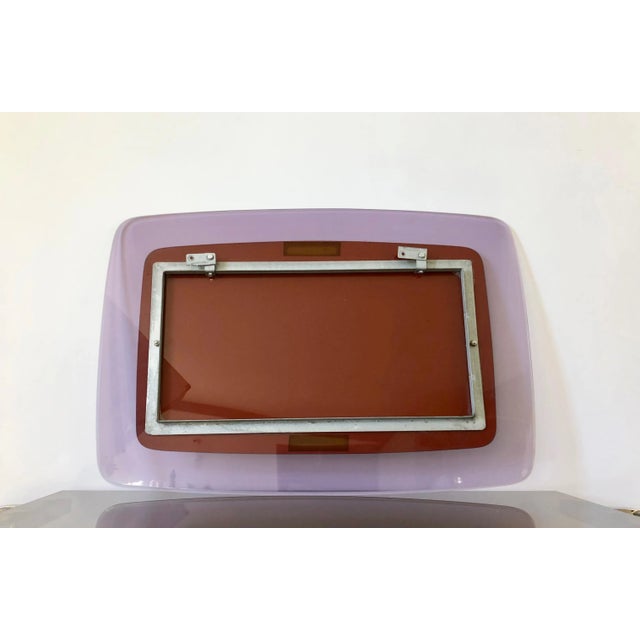 Metal Mid-Century Modern Violet Acrylic Wall Mirror, Italy, 1970s For Sale - Image 7 of 9