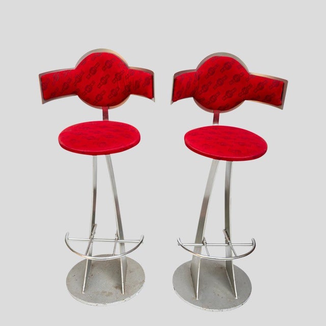 Set of Vintage Steel Metal Martini Bar Stools, 1980s For Sale - Image 9 of 9