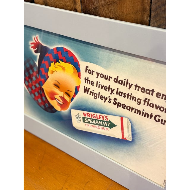 Vintage Wrigley’s Spearmint Chewing Gum Advertising Sign Framed C1940 For Sale - Image 4 of 5