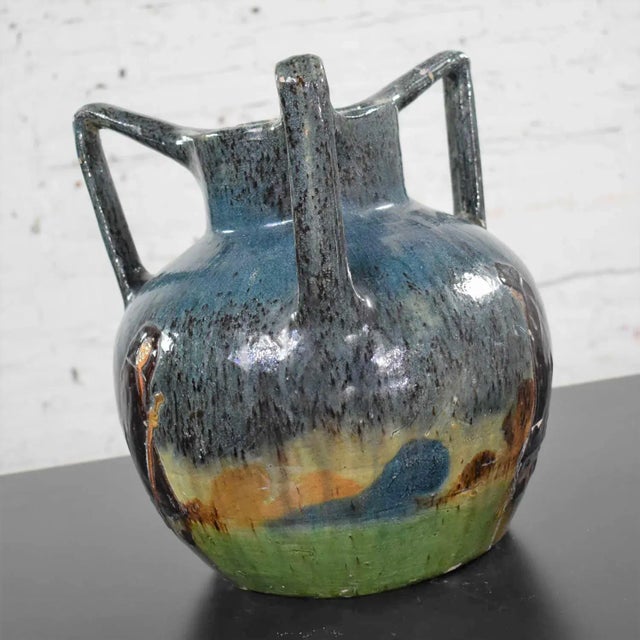 Late 19th Century Art Nouveau Flemish Earthenware Three Handled Vase by Leo Maes Vereenooghe For Sale - Image 5 of 12