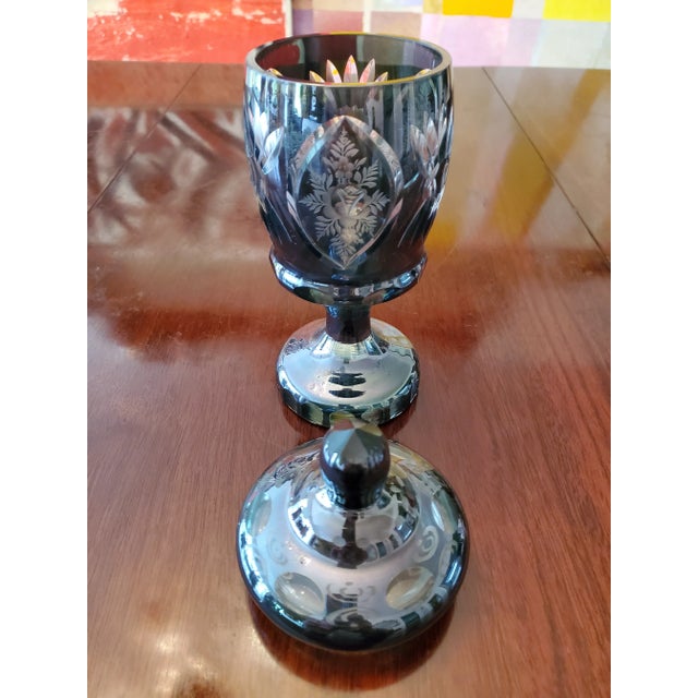 Bohemia Vintage Mid Century Modern Bohemian Cut Crystal Goblet For Sale - Image 4 of 5