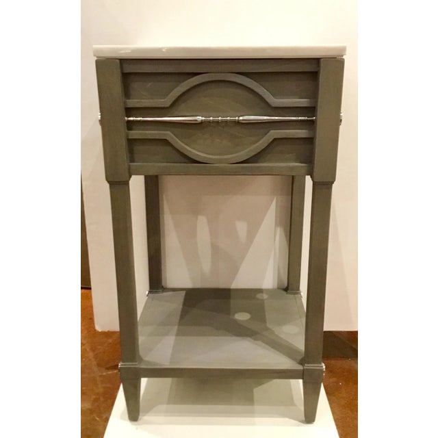 2010s Ambella Home Modern Gray Wood and Marble Spindle Sink/Vanity For Sale - Image 5 of 5