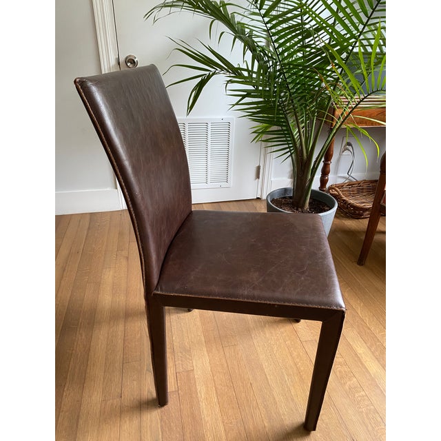 Crate & Barrel Folio Saddle Top Grain Leather Dining Chair Chairish