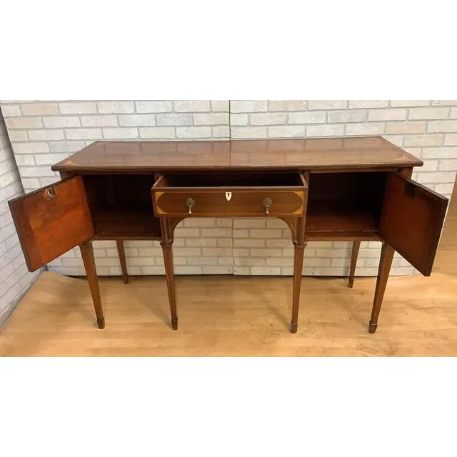 Antique Federal Style Mahogany Inlaid Spade Foot Sideboard For Sale - Image 4 of 8