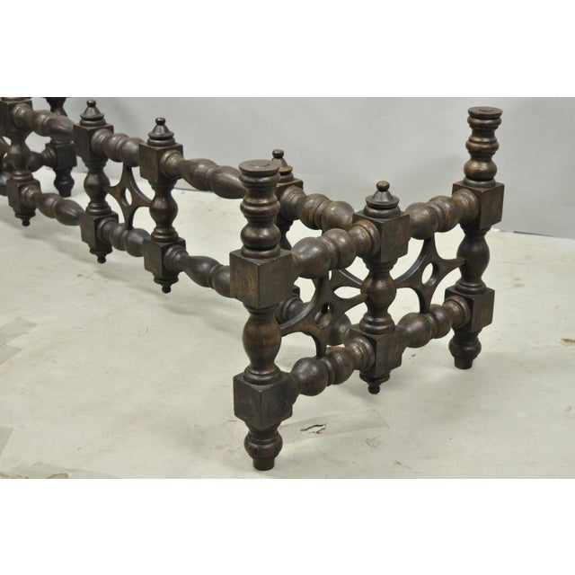Vintage Gothic Renaissance Wooden Fretwork Rectangular Glass Top Coffee Table For Sale - Image 11 of 14