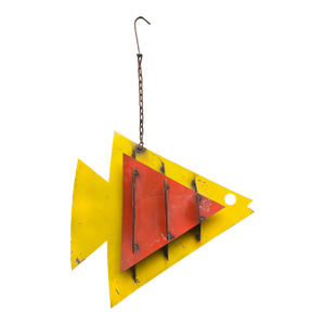 1970s Vintage Monumental Fish Metal Mobile Sculpture Calder Style Geometric Steel Brutalist