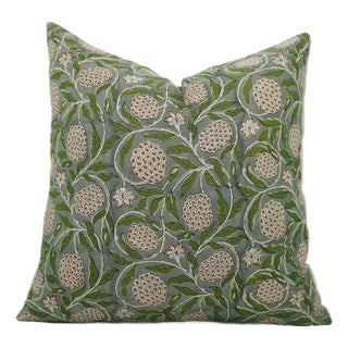 Fabdivine Pure Linen Handmade Block Print Lumber Pillow Covers 12x20inches-Meraci Floral Design For Sale