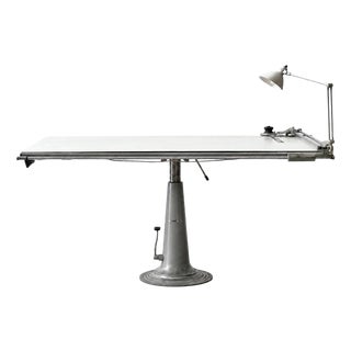 Hydraulic Height-Adjustable Table with Integrated Work Light from Nike Eskilstuna, Sweden, 1950s For Sale